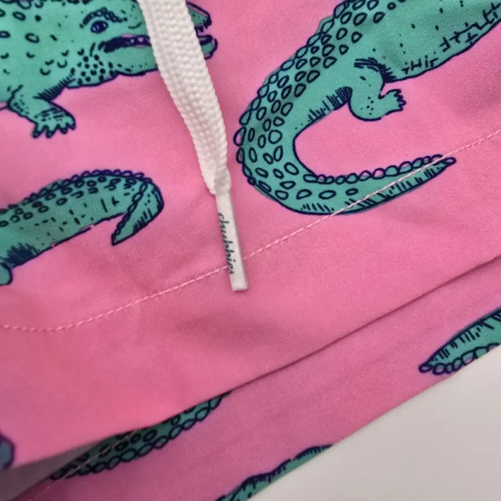 Chubbies Swim Trunks Mens Pink Alligator Glades Brief Liner Shorts